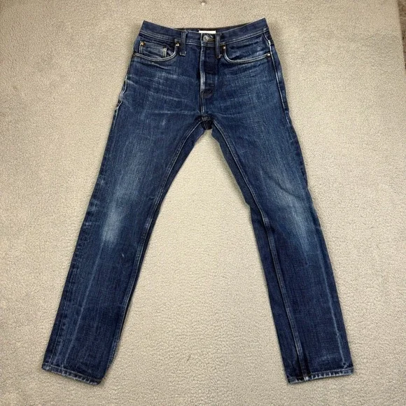 Unbranded UB221 Mens Tapered Selvedge Jeans Indigo Sz 30 Denim‎ 21oz Button Fly