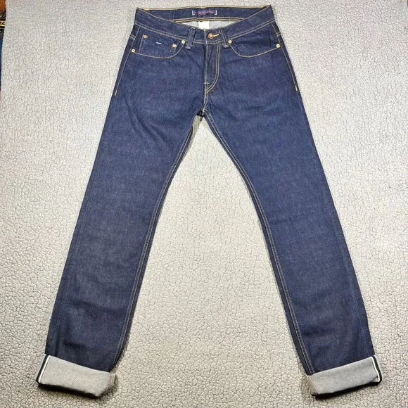 One Culture Raw Selvedge Mens Denim Jeans Indigo Straight Leg Dark Wash 32x35