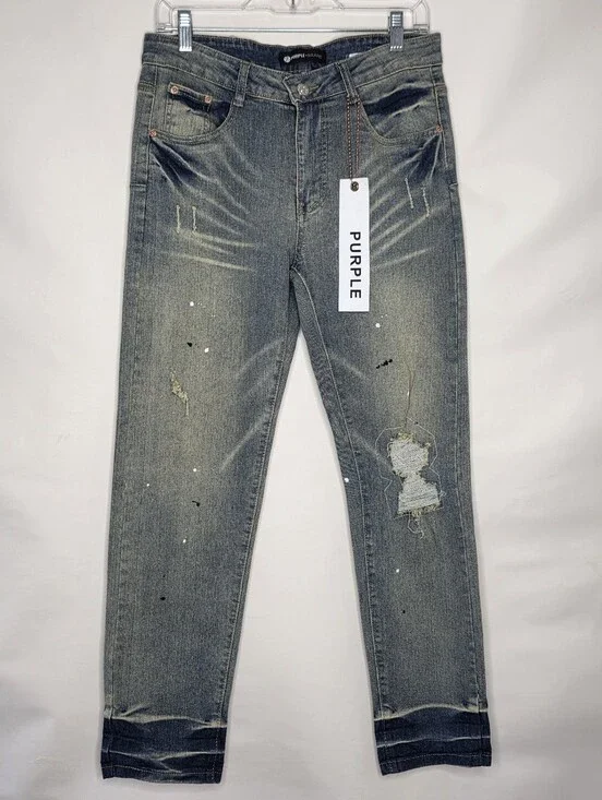 Purple Brand Paint Splatter Jeans Size W-30 Distressed Faded Denim Edgy NEW