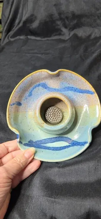 Handmade Pottery Ikebana Signed