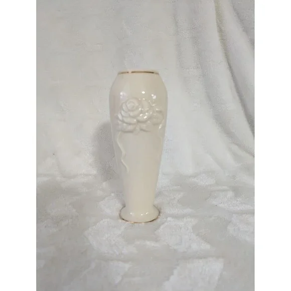 Lenox Small Vase  Ivory Rose & Gold Rimmed
