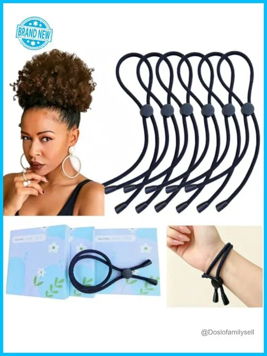 Adjustable Hair Ties for Thick Natural Kinky Hair 6 Pack