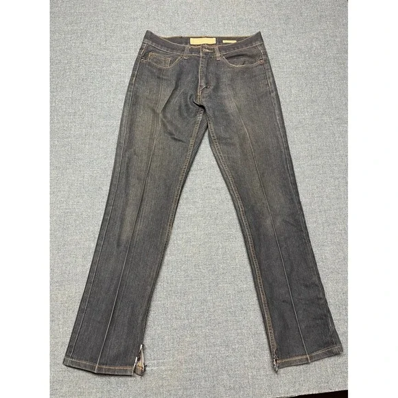 Vintage Genes 1891 Slim Straight Jeans Mens 30x30 Dark Wash Denim Frayed Hem