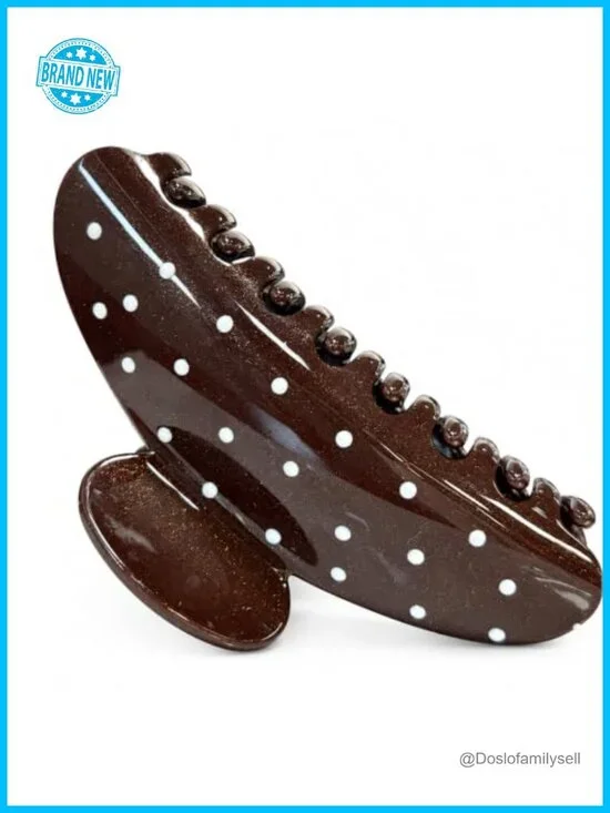 10cm Large Hair Claw Clip with Glitter & Enamel Dot Design, Non-Slip for Thick