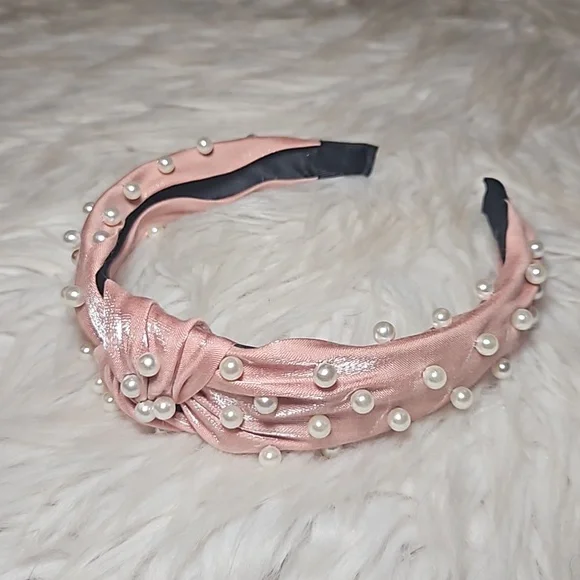 Pearl Luxe Headbands | Soft Satin Glam - Rose Glow