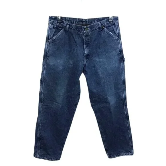 Vintage 90s Y2K Wrangler Carpenter Jeans Men Size 36X32 Fleece Lined Relaxed Fit
