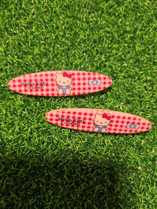 Hello Kitty Pink Gingham Hair Clips - Sanrio