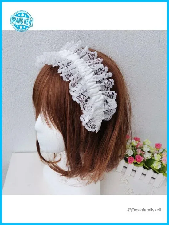 White Lace Headband Gothic Cosplay Hair Accessory Maid Costume