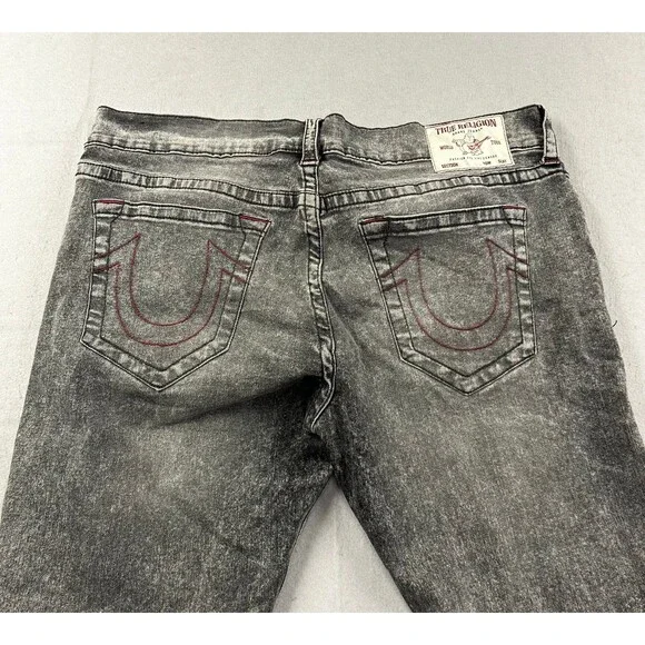 True Religion Mens Ricky Relaxed Straight Black Denim Jeans