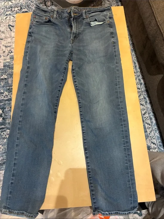 American Eagle Outfitters Slim Straight Mid-Blue Jeans