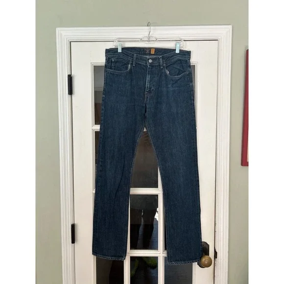 J.CREW Men's Blue Dark Wash Denim Jeans Straight Fit Mid Rise Cotton 32/34