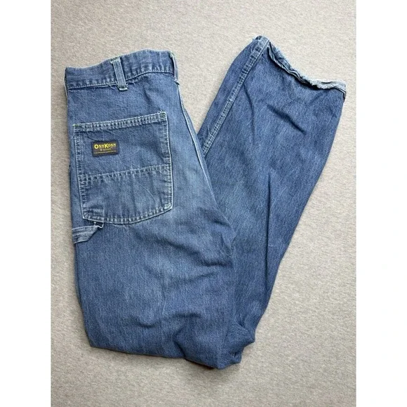 VTG 70s Oshkosh B'Gosh Sanforized Union Made USA Denim Carpenter Jeans 32x30