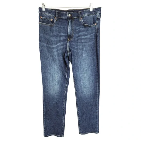 Lucky Brand 410 Athletic‎ Straight Jeans 36(38)x32 Mens Dark Wash Denim Stretch