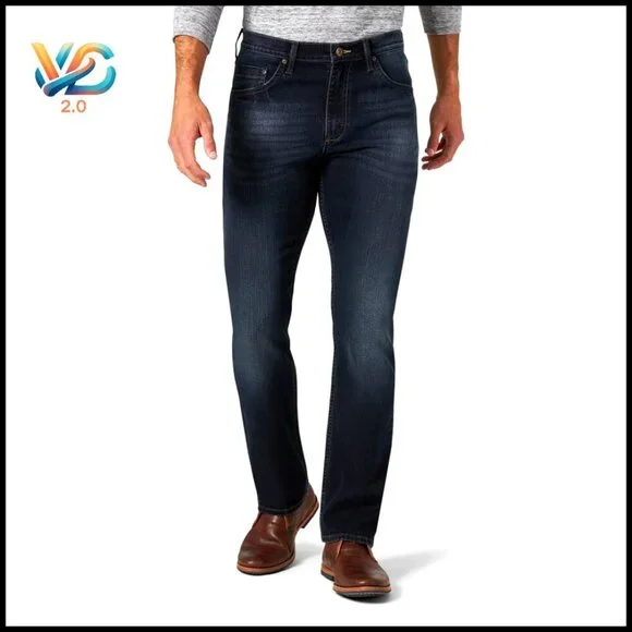 Slim Fit Straight Leg Jeans, Cotton Stretch Denim, 5 Pocket Styling‎