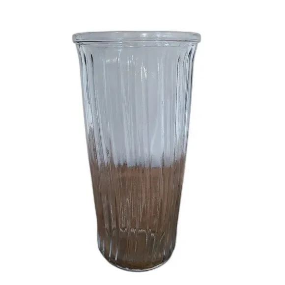 Hoosier Glass Tall Straight Clear Glass Vase Vintage Mid-Century