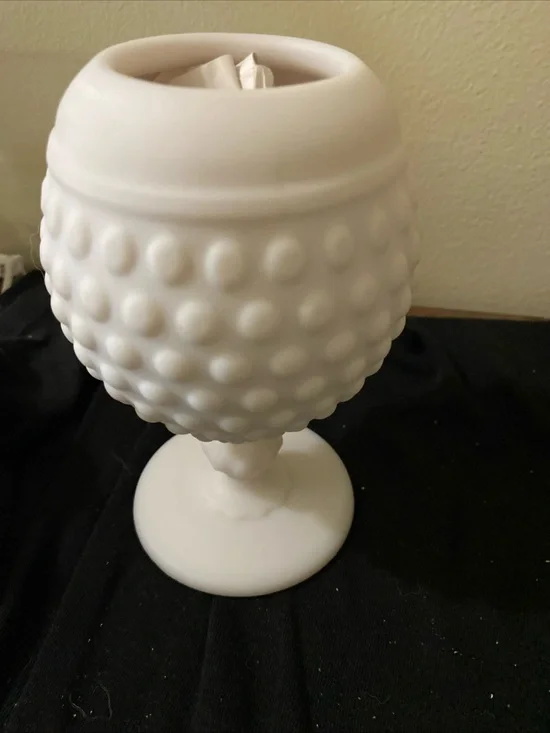 Matte White Hobnail Pedestal Vase - Decorative Home Accent