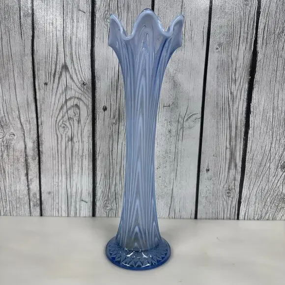 Fenton Boggy Bayou Swung Vase Light Blue Opalescent 11.5” Tall