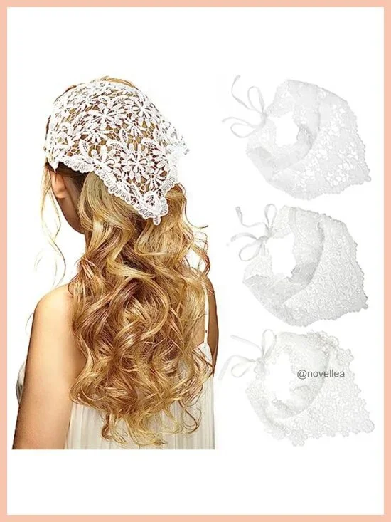 3 Pack Chiffon Hair Scarf Headband Vintage Knitted Bandana for Women