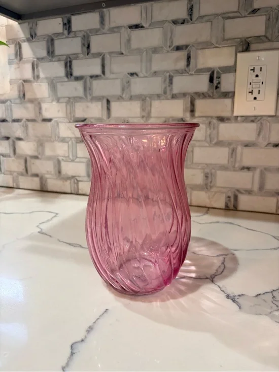 Pink Decorative Swirled Glass Vase - Unbranded