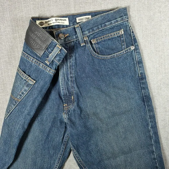 Harley Davidson Jeans Mens 34/32 Blue Traditional Fit Straight Leg Denim