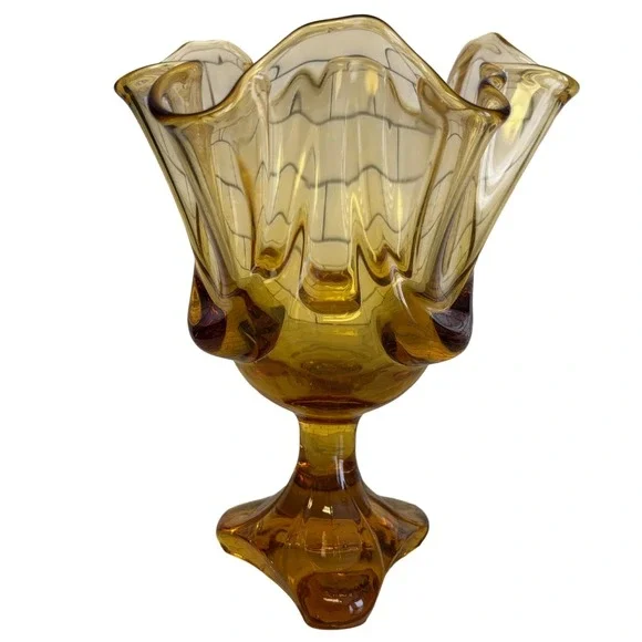 Viking Amber Glass Handkerchief Dish 8