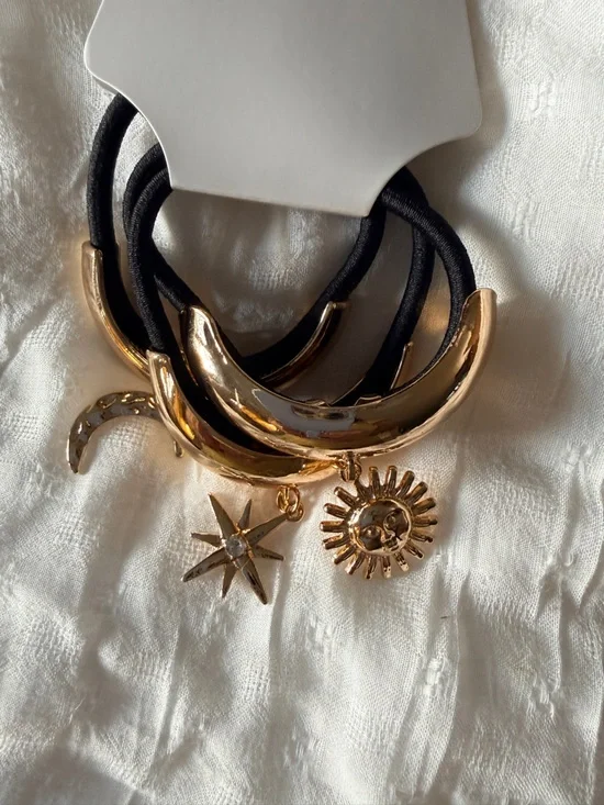 Pink Lily Celestial Hair Bands with Gold-Color Charms