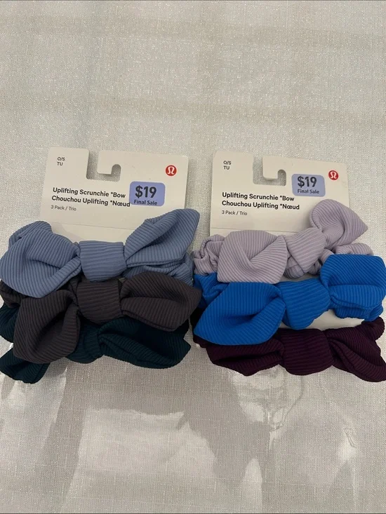 Lululemon Uplifting Bow Scrunchie 6-Pack — Mixed Blues & Neutrals