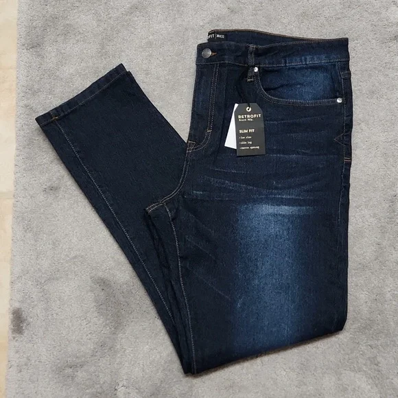 Retrofit Slim Fit Jeans 38x32 Dark Wash