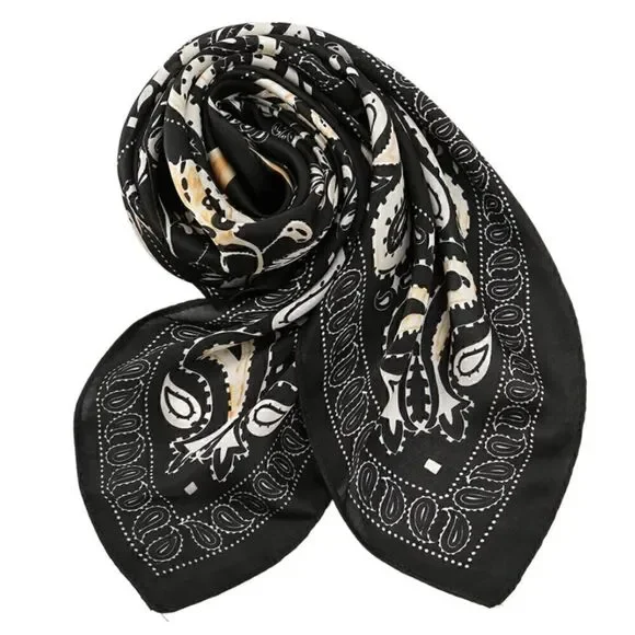 Black Pattern Silky Neck Scarf