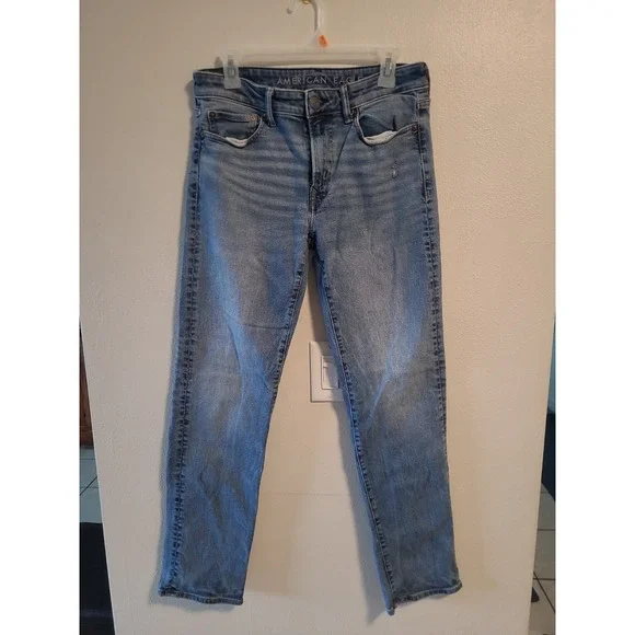 American Eagle Mens Airflex+ 30x30 Blue Original Straight Jeans