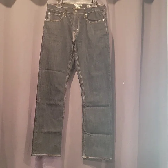 Denizen from Levi's Men's Blue Dark Wash Straight Fit Stretch Denim Jeans