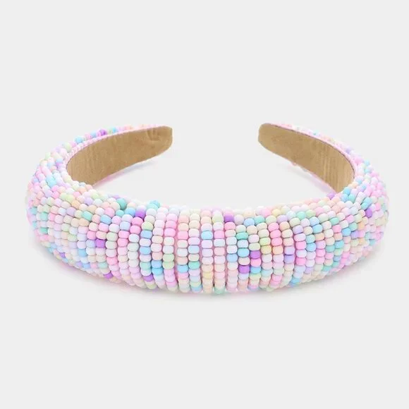 51. Candy Seed Beaded Padded Headband