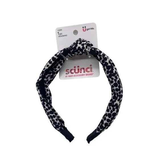 Scunci Everyday Headband 5 Inch Leopard Print Plastic‎ Flexible W Fabric New