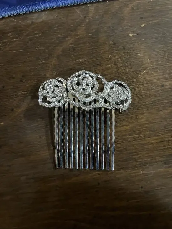 Tasha Women's Comb Clip Crystal Rose Silver Tone Wedding Jewelry Bridal
