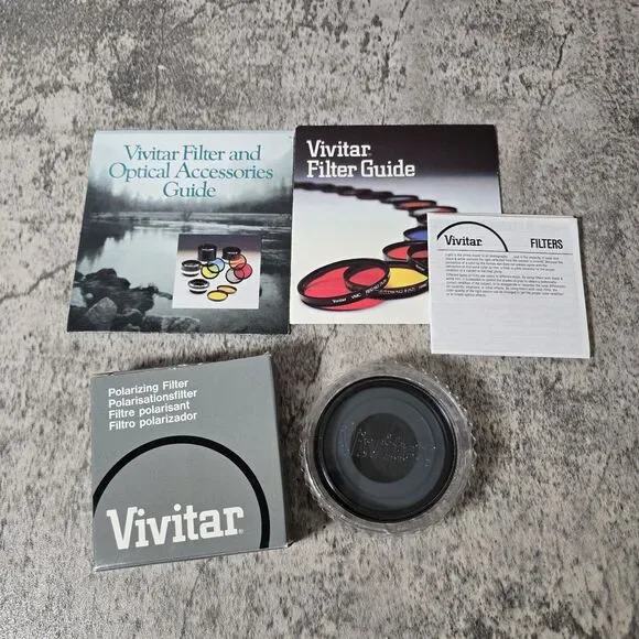 Vivitar 49mm Polarizing Camera Filter Lens with  hard case & Original Box
