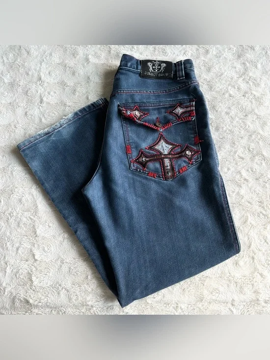 Vintage Direct Blue Jeans Mens 33x29 *Tag 34x32 Baggy Wide Skater Y2K Cross Vtg