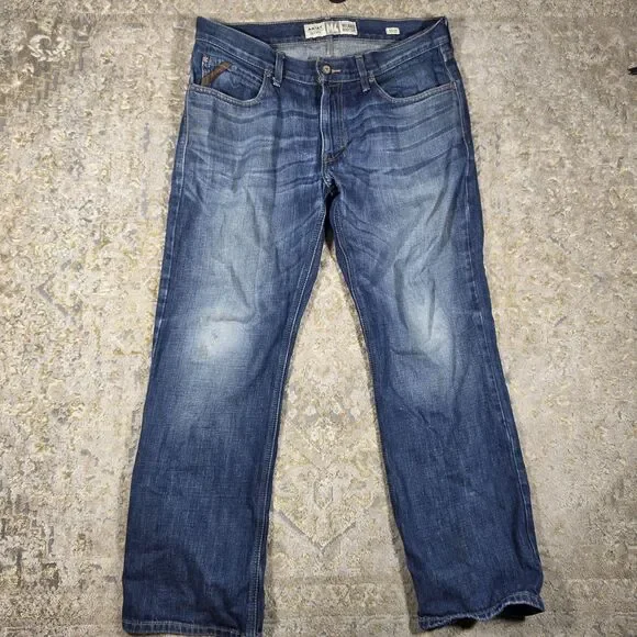 Ariat Jeans Mens 33x30 Blue M4 Low Rise Boot Western Work Denim Pants Distressed