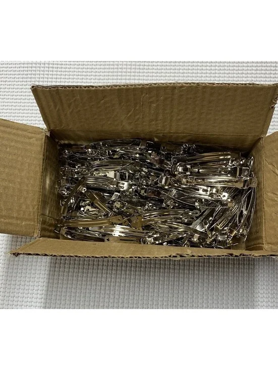 Box of 100 Blank French Hair Barrette Silver Clips Metal: DIY Design Your Own
