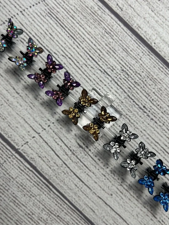 Multi Color Austrian Crystal Mini Hair Clips