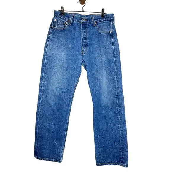 Vintage Levi’s 501 Denim Blue Jeans Medium Wash Button Fly Mexico Made Sz 29x27