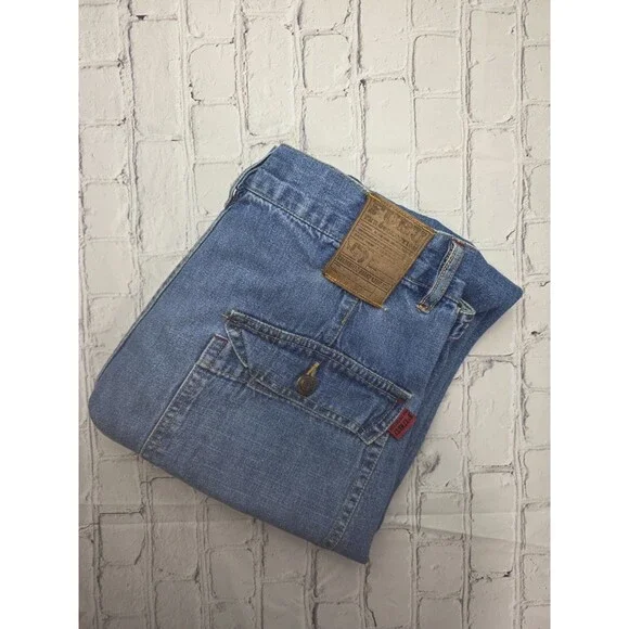 Vtg Fubu Men's 34x34 Blue Baggy Loose Fit Denim Jeans