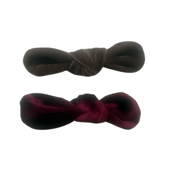 Anthropologie Set of 2 Velvet Bow Hair Clips