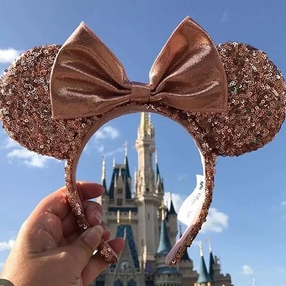 Disney Parks Rose Gold Sequin Minnie Mouse Ears