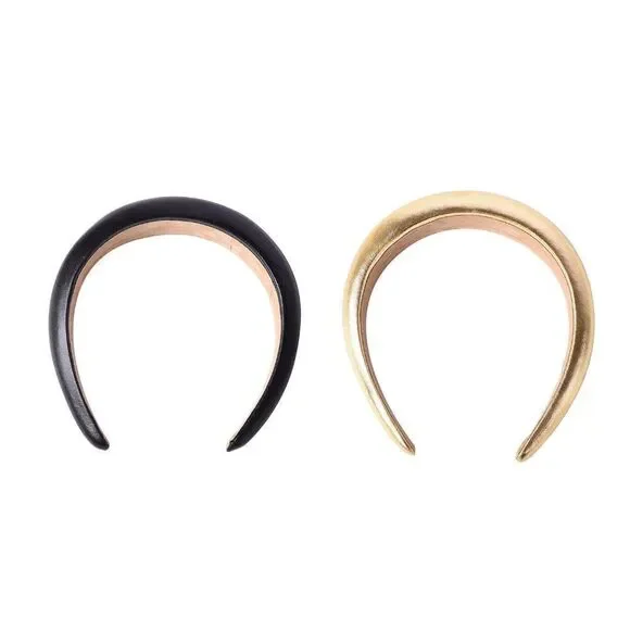 Gold and Black Faux Leather Sponge Hair Hoop