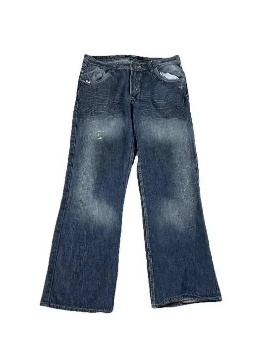 Y2K Carbon Black Dark Wash Straight Leg Jeans Men's 33 X 30 Street-wear