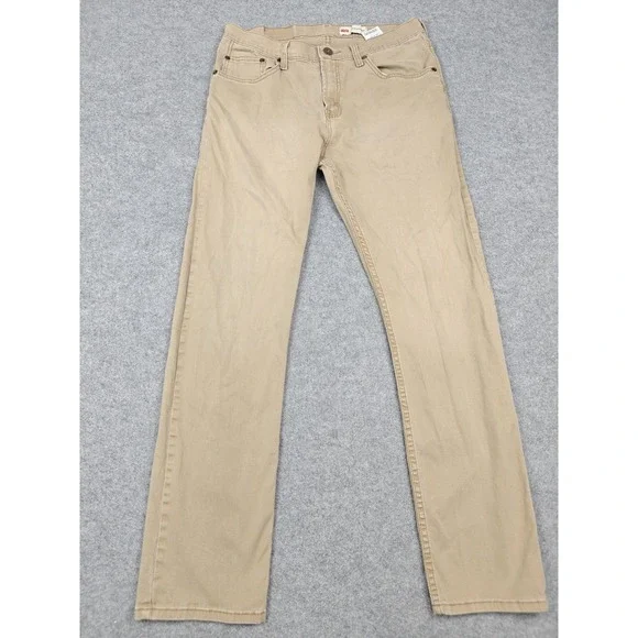 Wrangler Jeans Mens 32x32 Beige Light Wash Slim Straight Stretch Denim Pants