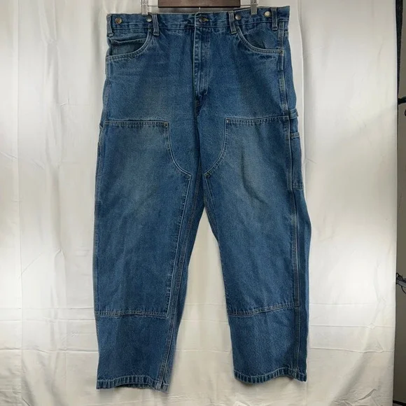 Berne Carpenter Jeans Mens 40x30 Blue Double Knee Utility‎ Workwear P902SWD