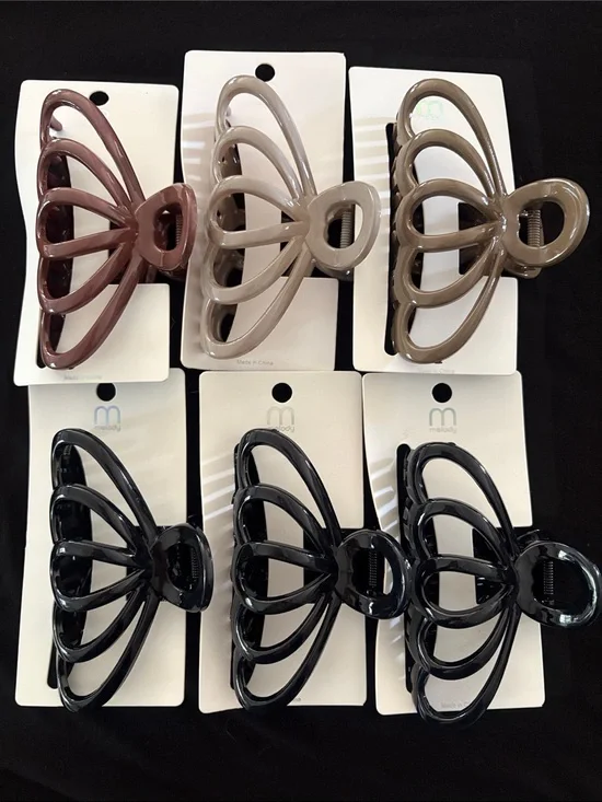 Women’s Black and Neutral Acrylic Hair Claw Clip - 6 Pack