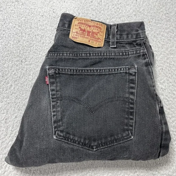 Vintage Levis 505‎ Jeans Mens 38x30 Gray Charcoal Wash Straight Leg Denim USA