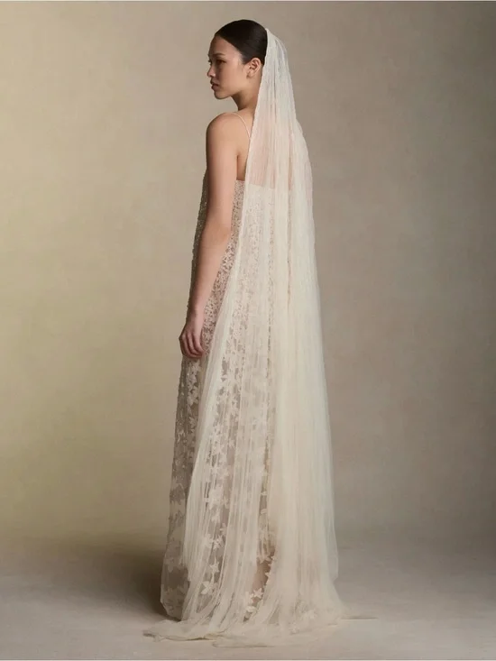 Danielle Frankel Pleated Handkerchief Veil, Floor Length